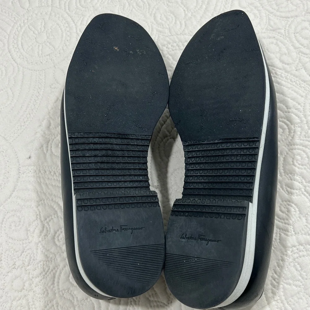 Salvatore Ferragamo Mens Black Gancini Bit Loafer White Platform Italy 10.5